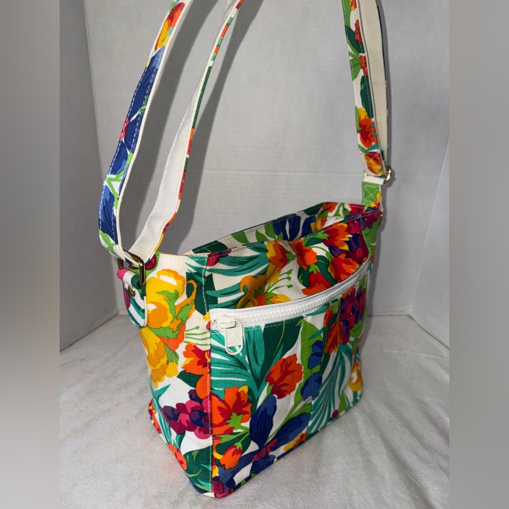 ‼️SOLD‼️90s Liz Claiborne Colorful Tropical Botanical Shoulder/Crossbody Bag - Picture 3 of 14